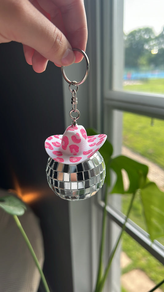 Pink leopard car charm or keychain